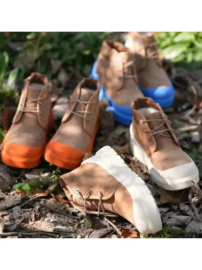 

Winter New High-Top Comfortable Long Fleece Contrast Color Warm Trendy Casual Snow Boots Men's Outdoor Anti-Fur Leather