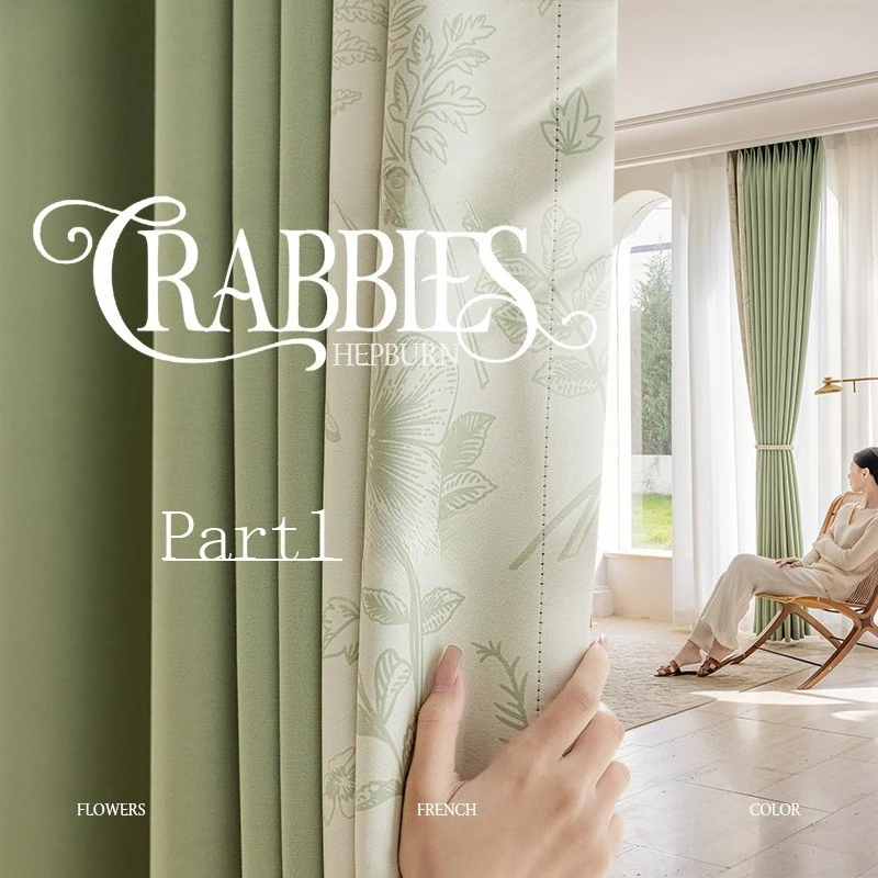 French Splicing Polyester Danish Velvet Thickened Digital Printing Color Matching Chenille Curtains Bedroom Balcony Restaurant