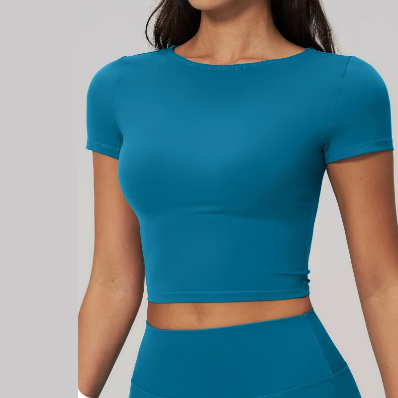 Women Sport T-shirt Brushed Sports Yoga Top For Women Slim Fit Short-sleeve Women's Training Clothes Gym Woman Female Clothing