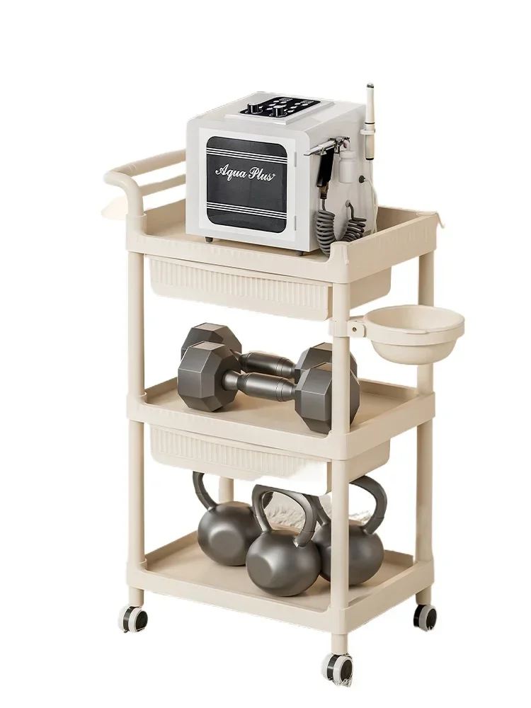 عربة معدنية مساعدة لغرفة التجميل عربة موجة طاولة مستحضرات التجميل على عجلات عربة ماكياج الأثاث الوشم المشروبات الطبية تدوير #1