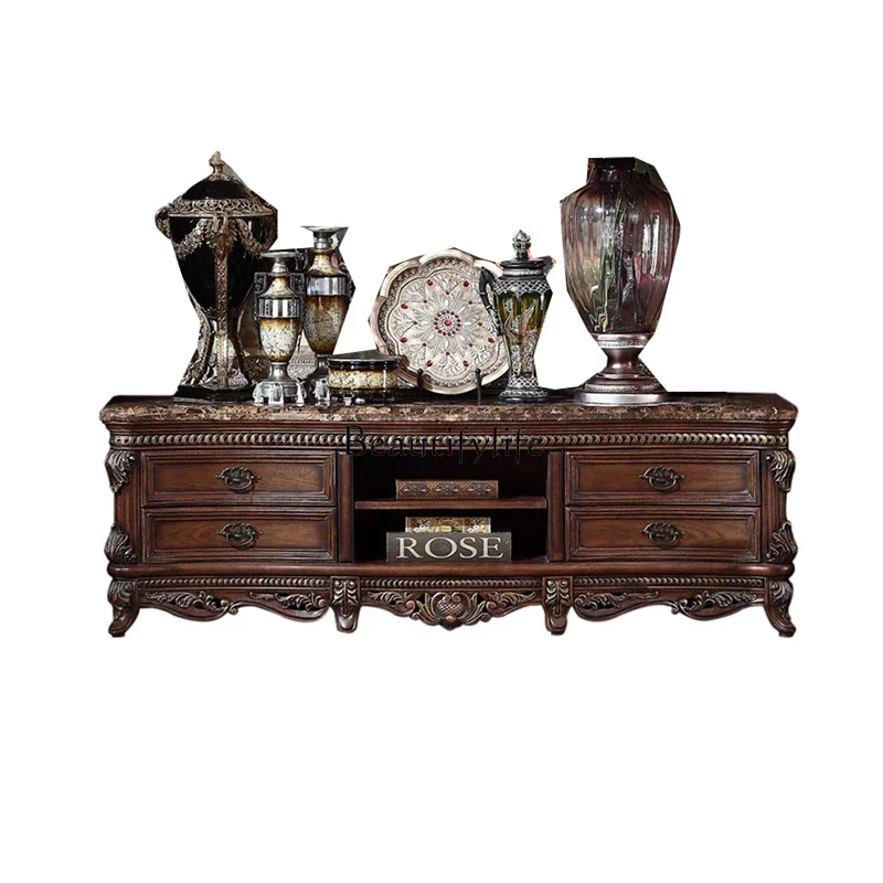 

ls 18European-style household combination TV cabinet, living room glass door wine cabinet