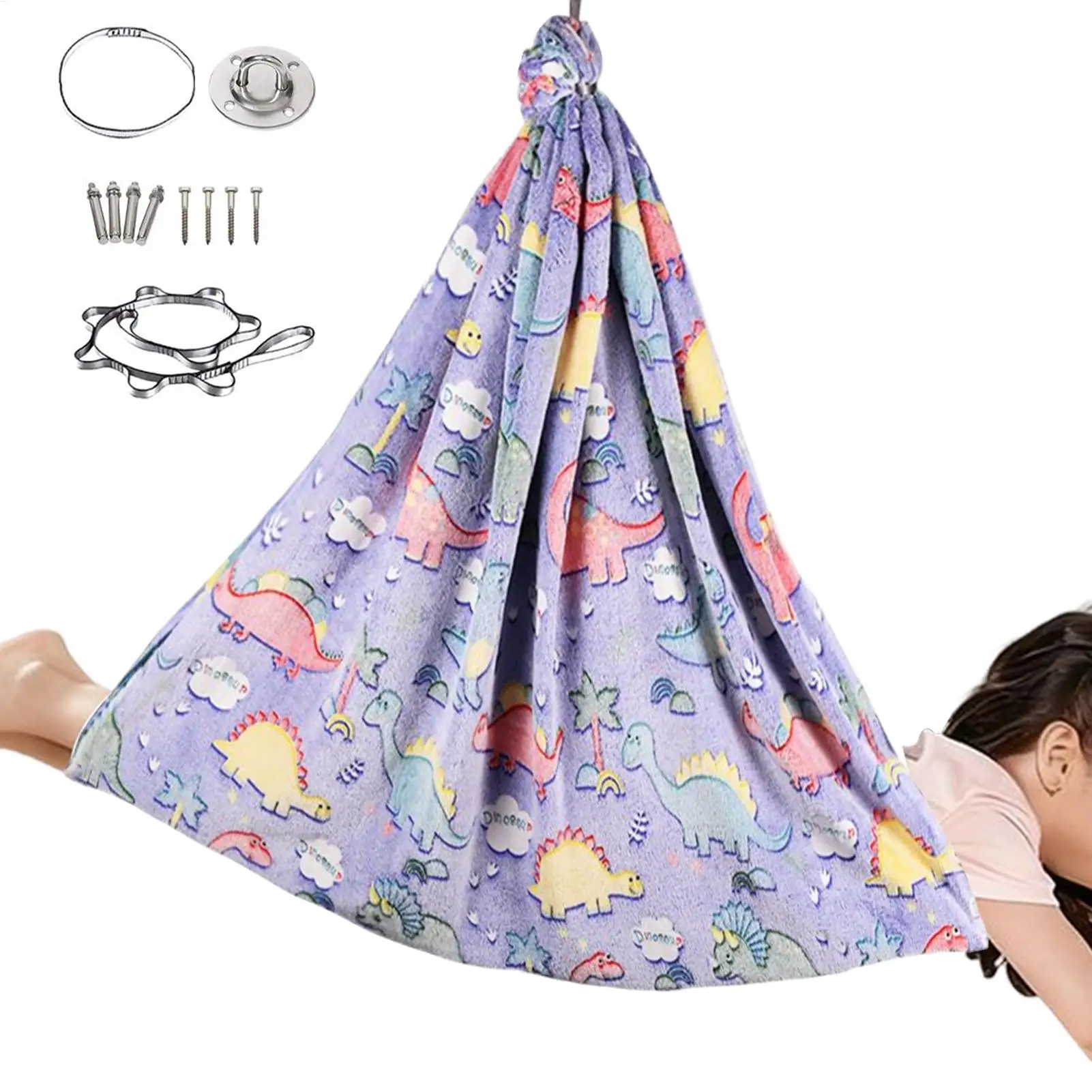 

Sensory Swing Luminous Adjustable Flannel Toddler Hammock Aerial Fabric Swing For Interior Outdoor Bedroom Living Room Nursery