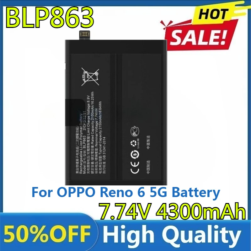 

New BLP863 High Quality Replaceable Battery BLP863 for OPPO Reno 6 5G Battery