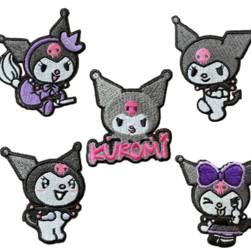 1Pc Anime Kuromi Kawaii Self-Adhesive Embroidered Stickers Cute Sanrios Jeans Jackets Clothes Bag Diy Decoration Applique Patch