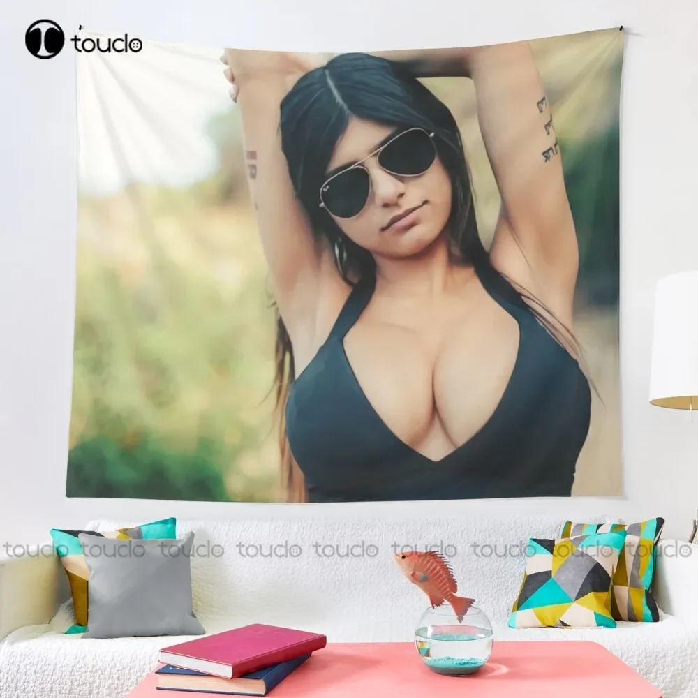 جديد خليفة - فاتنة ميا خليفة ساشا ساشا رمادي نسيج مضحك قماش مزخرف جداري بطانية نسيج غرفة نوم المفرش الديكور #2