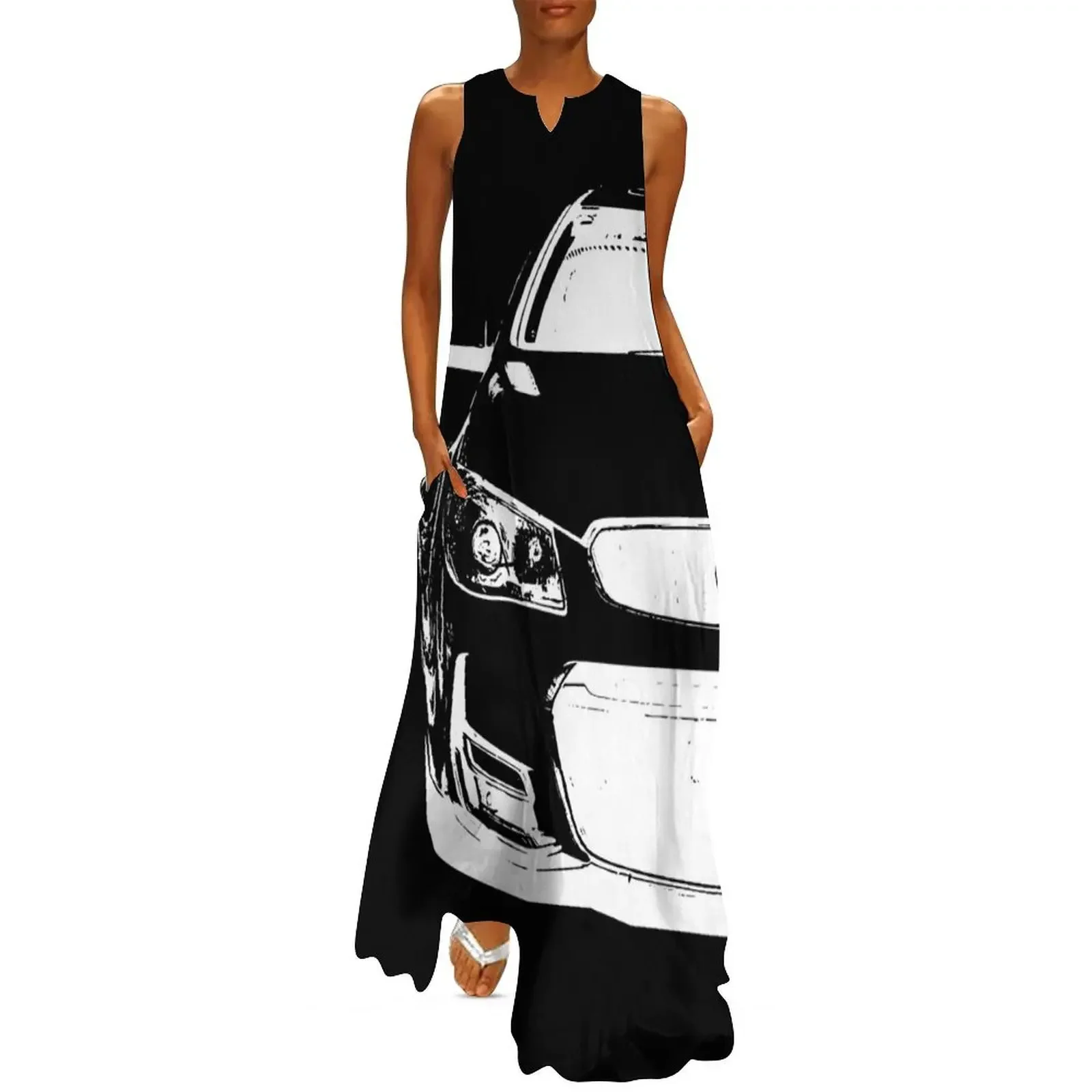 

Holden VF SS Front White Long Dress loose women's dress Long dress women clothes for girls