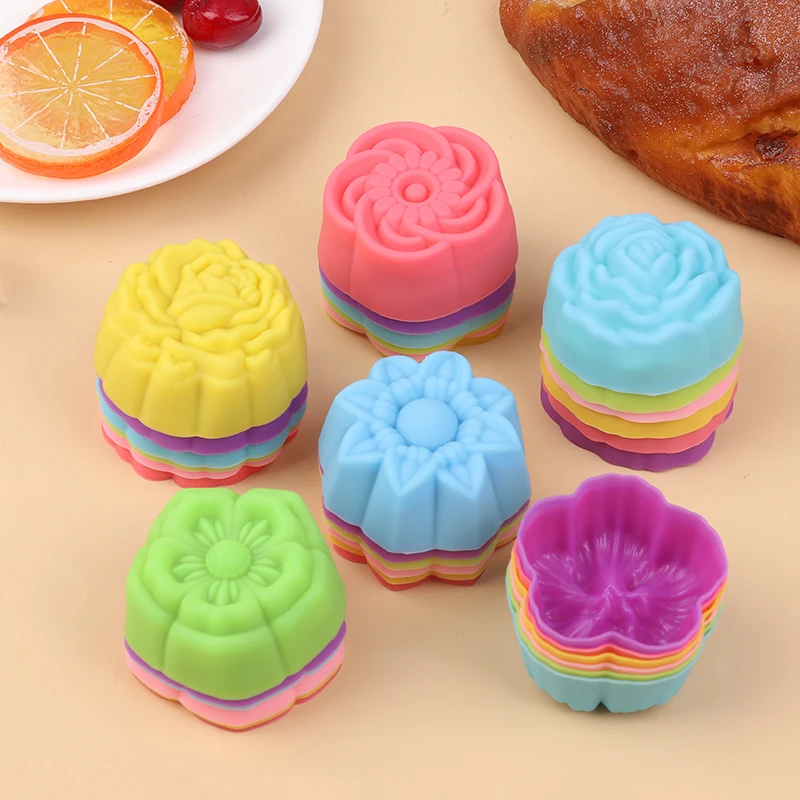 6Pcs Flower Silicone Mold DIY Handmade 3D Flower Ice Cube Soap Chocolate Plaster Candle Resin Mould Cake Baking Tool