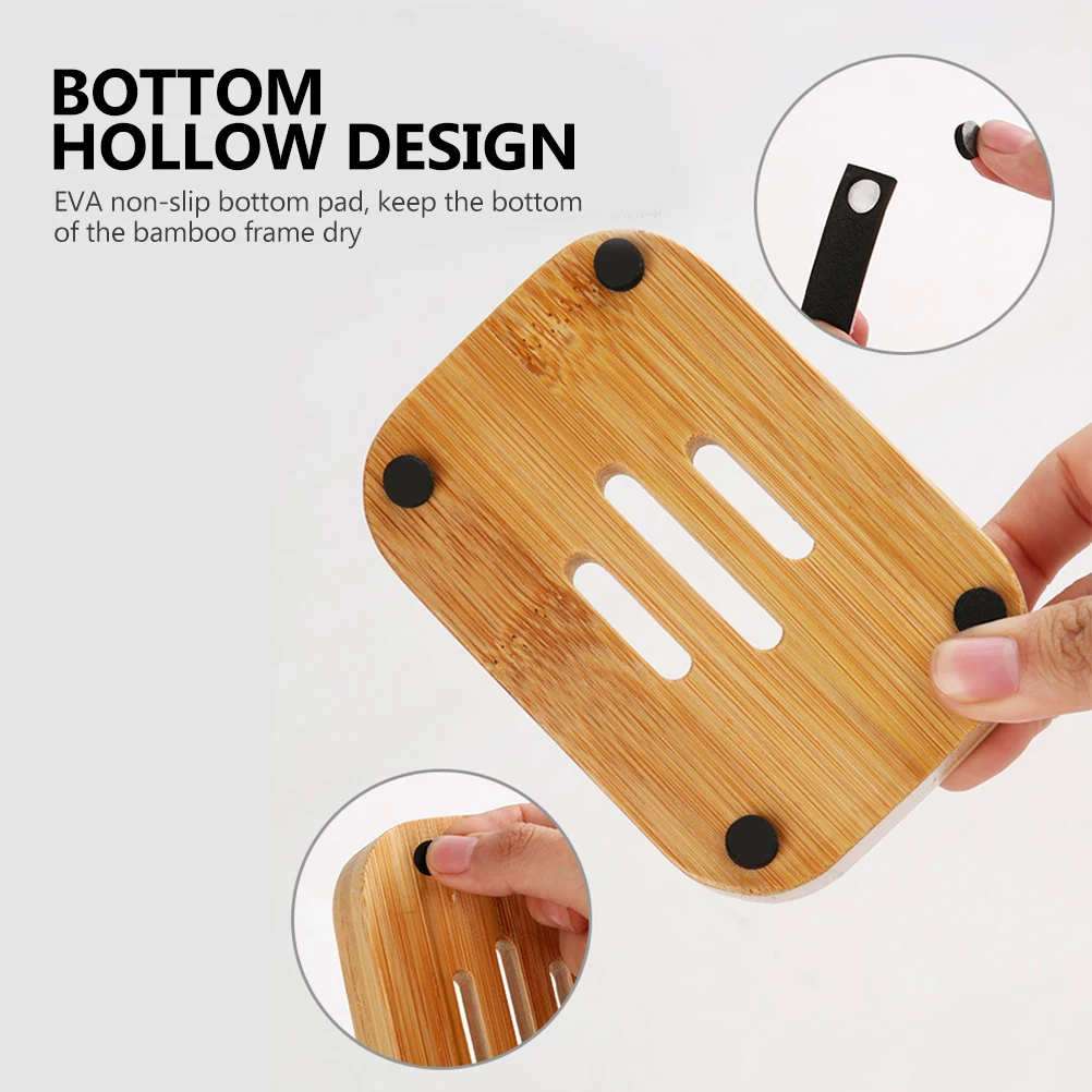 

Soap Box Bamboo Material Compact Sturdy Structure Home Hotel Restaurant Use No Burr Smooth Rounded Corners Soap Container