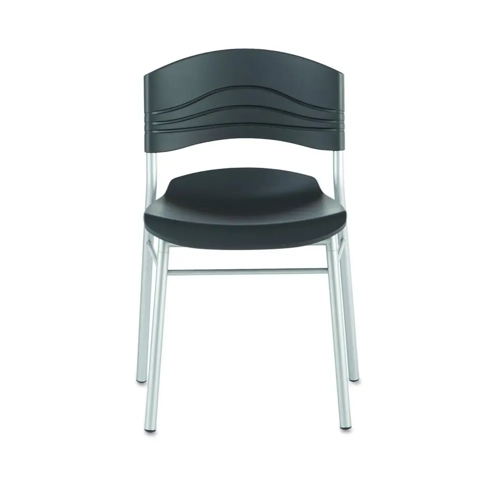 Heavy Gauge Steel Ergonomic Chair, 21W x 32H x 19D, Pack of 2, Black and Grey