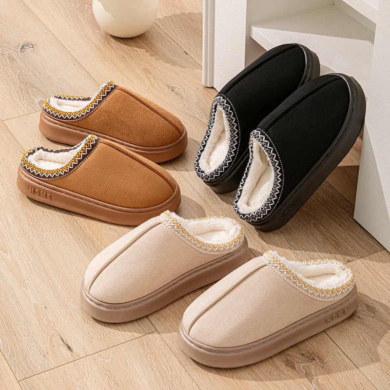 Casual Women's Slippers Home Winter Plush Luxury Designer Woman Shoes Fashion Indoor Fuzzy Fur Slides Flats Elegant Large Size