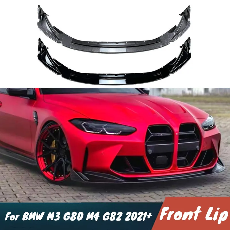 

Для BMW M3 G80 M4 G82 2021+ автомобильный передний бампер, спойлер для губ, подбородка, сплиттер, карбоновый черный комплект кузова, внешние аксессуары для тюнинга