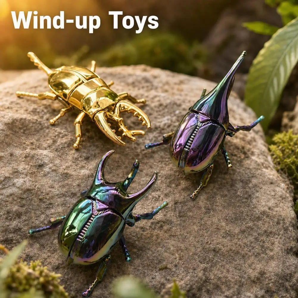 Clockwork Crawling Beetle Toy Realistic Colorful Plastic Insect Model Stress Relief Fidget Toy Educational Teaching Prop Decor