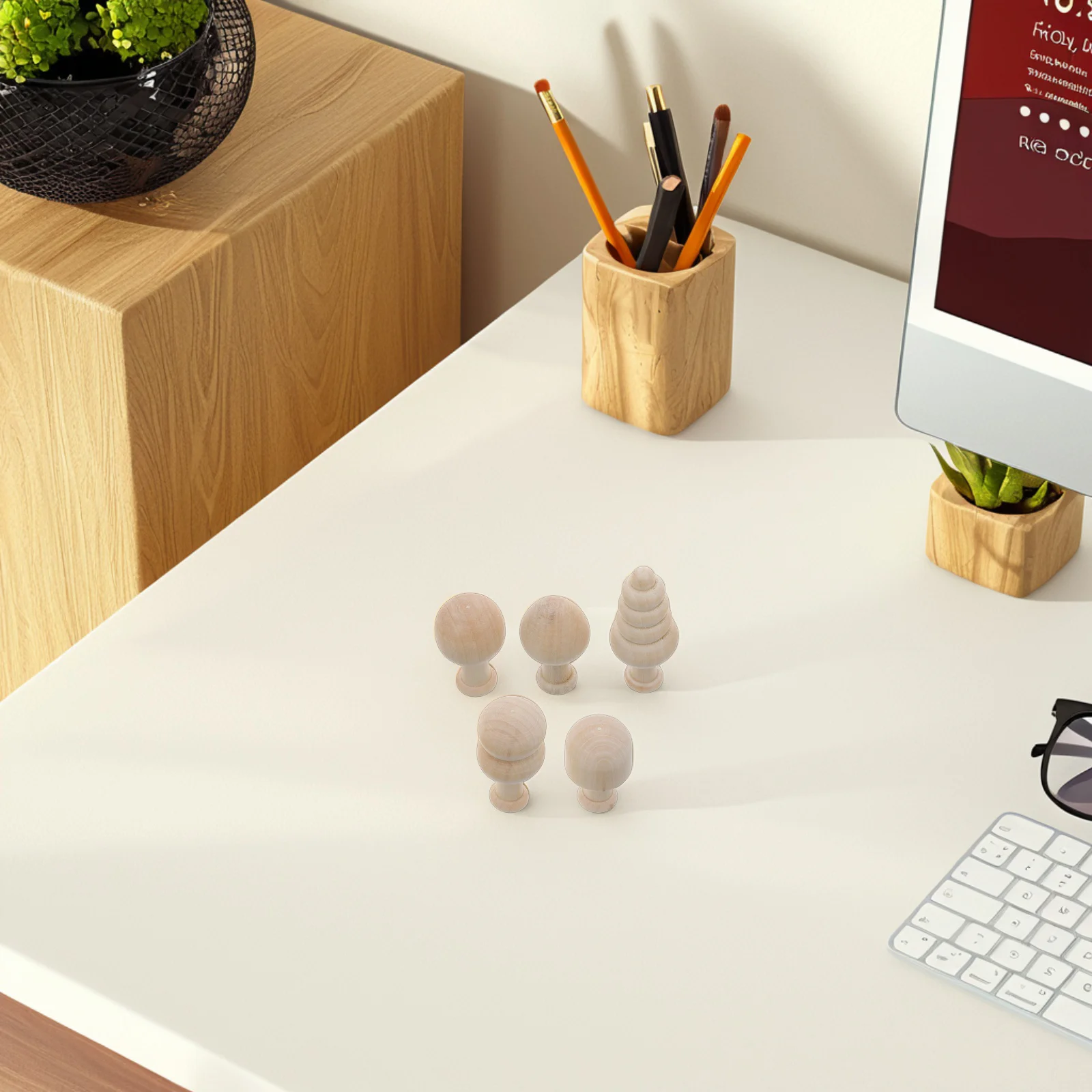 Giocattoli dipinti in legno Decorazioni per funghi Figurine Decorazione Bambole per la casa Funghi per artigianato