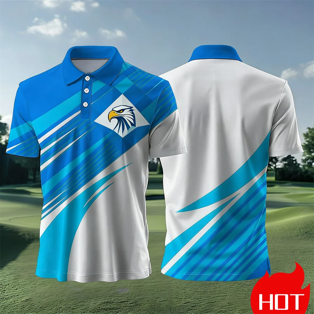 Summer Eagle Pattern Polo Shirt Men's Golf Polo Outdoor Sports Breathable T-shirts Outdoor Sports Shirts For Man Men's Clothing