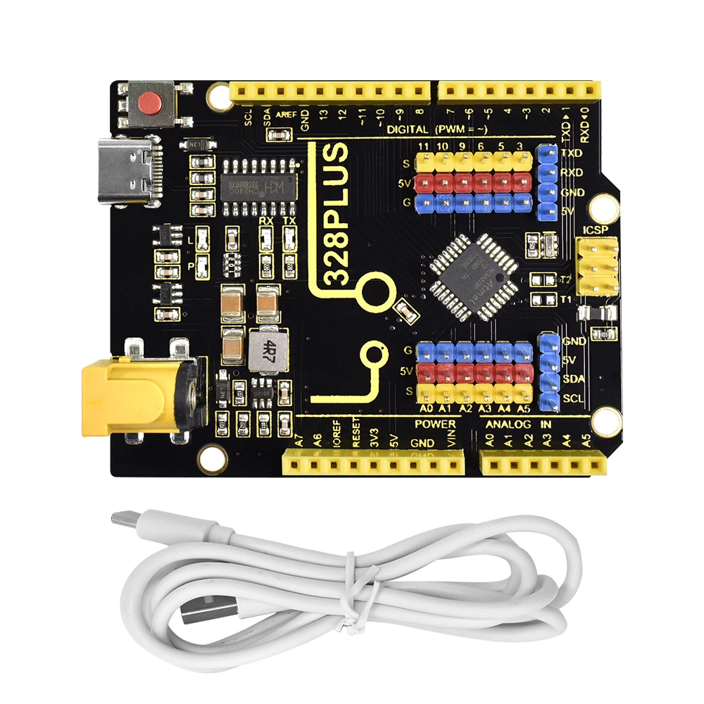 Keyestudio 328 PLUSUNO Control Board ATMEGA328P Microcontroller + Type-C  Cable Compatible with Arduino UNO R3 Board