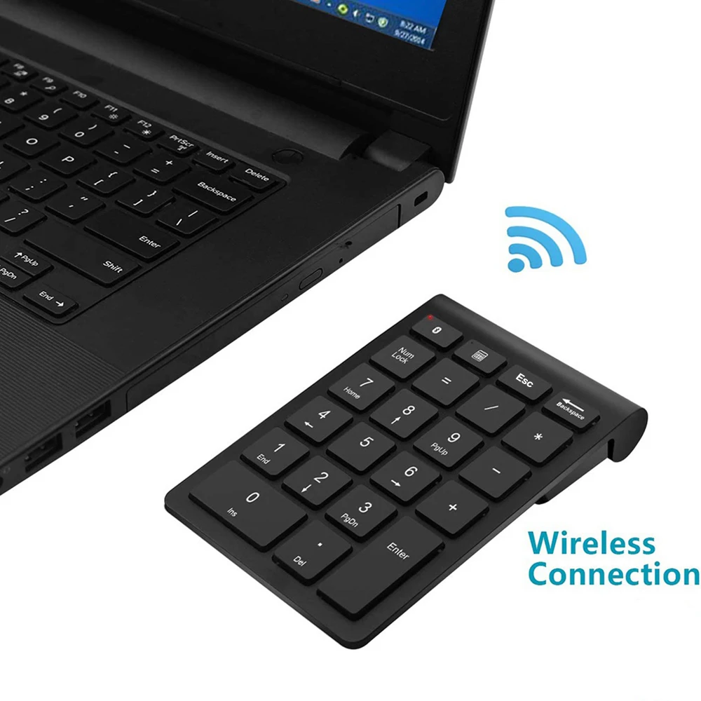 Ergonomic Bluetooth 3.0 Wireless Number Keyboard for Window/Mac OS,Portable 22 Keys Wireless Mini Numeric Keyboard-Black