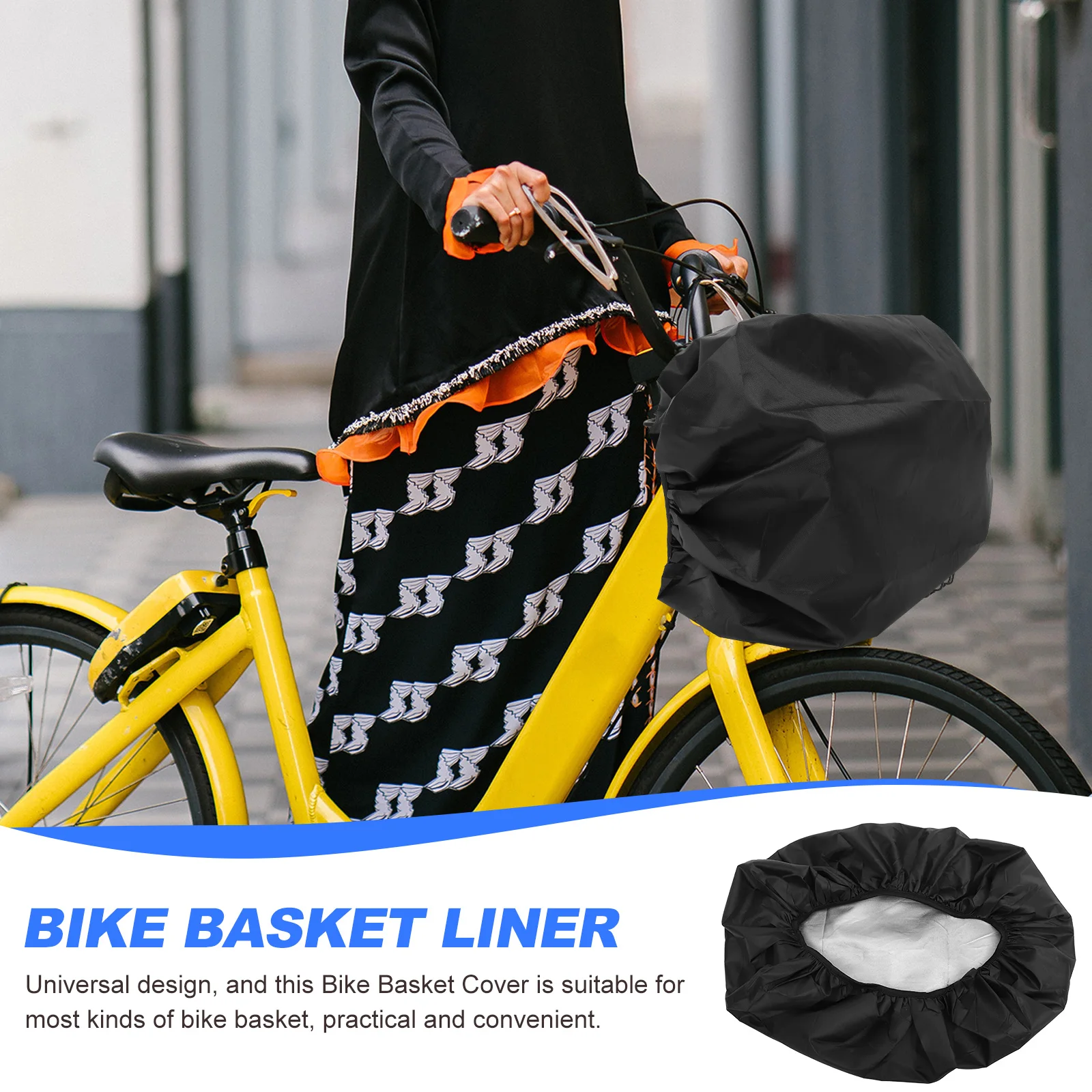 

Waterproof Bike Basket Cover Black Electric Bicycle Storage Protector Lightweight Portable Fits Most Baskets Adjustable Elastic