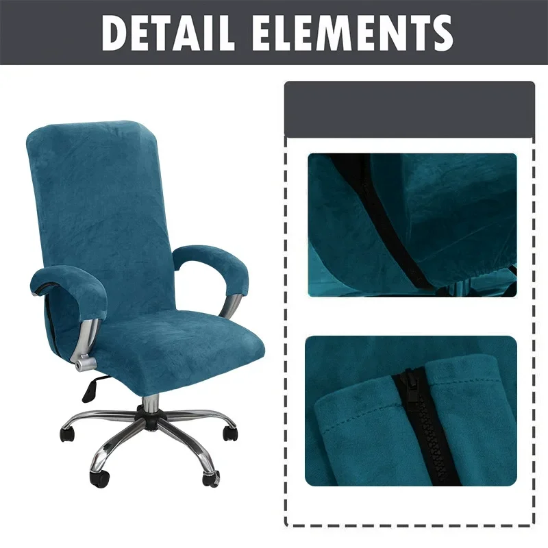 1 Pc 2025 Quality Soft Velvet Plush Stretch Computer Office Chair Cover with Armrest Cover Solid Removable Spandex Armchair Kit