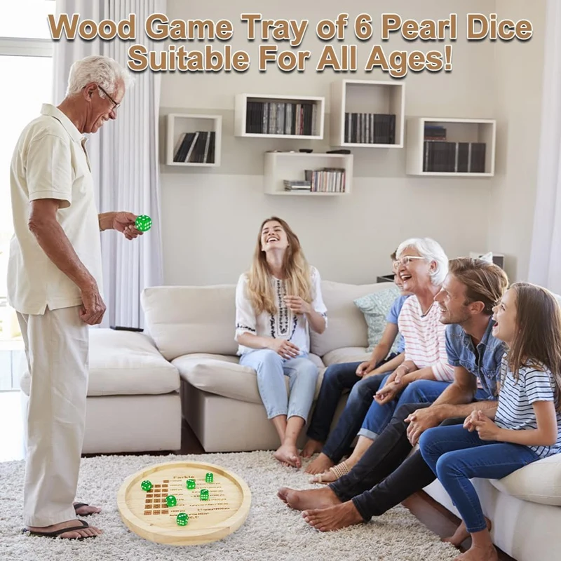 Dice Game Tray Wooden Classic Dice Game With Tray Dice Dish Family Game Exciting Games For Adults Kids Includes Six Dice