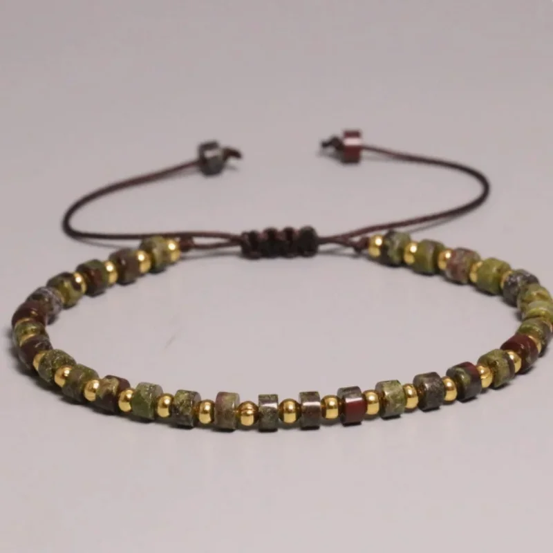 Natural Blue Gold Amethyst Agate Bead Bracelet with Gold Plated Separation Beads, Exquisite Weaving Jewelry Collection Gift