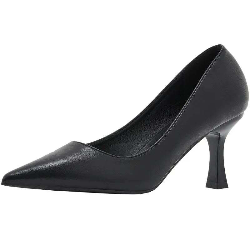 Size 30-44 High Heel Women Pump Thin Heel Point Work Shoes Black Heels