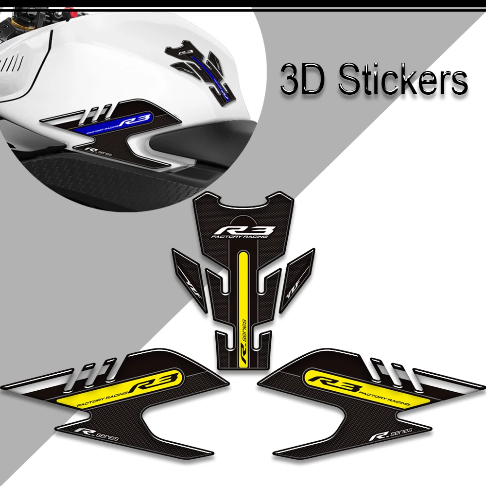 

For YAMAHA YZF R3 YZF-R3 YZFR3 Tank Pad Side Grips Gas Fuel Oil Kit Knee Stickers Decals Protector 2019 2020 2021 2022