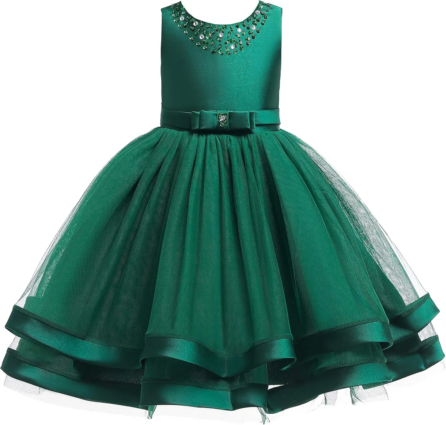 فستان كلاسيكي للفتيات على شكل زهرة لحفلات الزفاف المكشكشة للأطفال فستان رسمي لوصيفة العروس وحفلات العطلات للفتيات