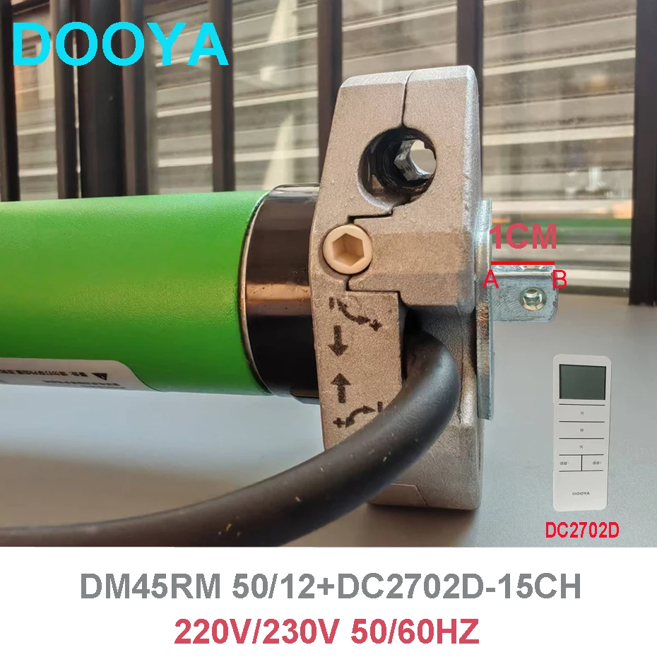 New Dooya DM45RM 50/12 Tubular Motor Short Axis for Motorized Rolling Shutter Door/Awning/Sunshade,Manual Control+DC2702D Remote