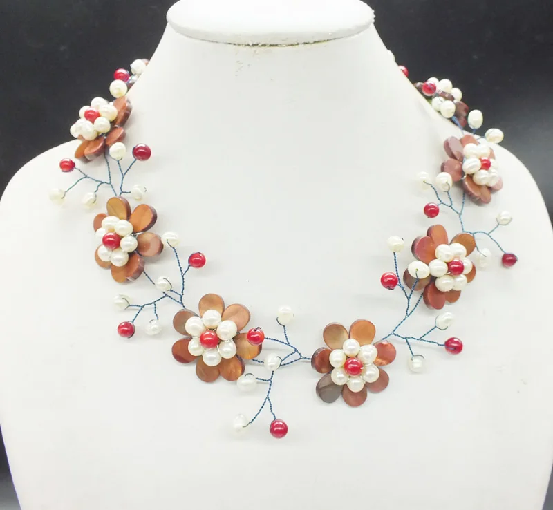 Charming woman jewelry, Last necklace shell.pearl flower necklace 19