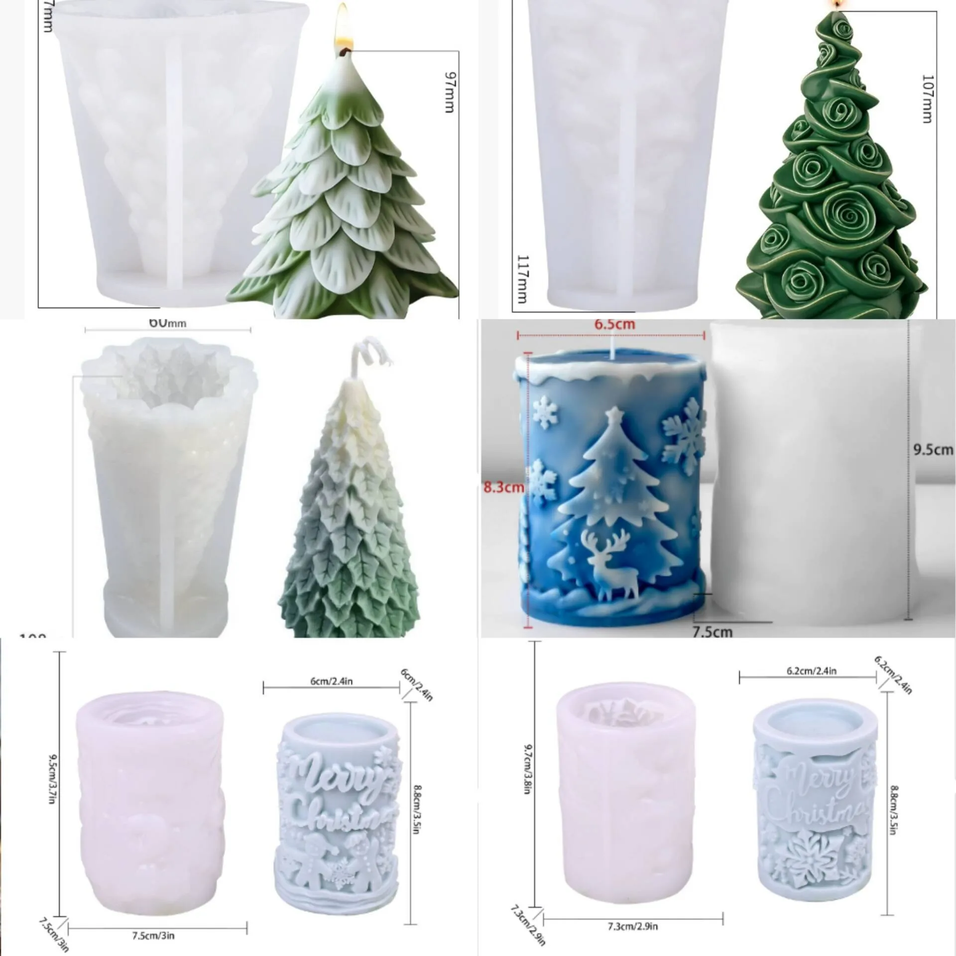 

PRZY силиконовые формы для рождественской елки, ангела, свечи, формы для мыла ручной работы, цилиндр, декор, глиняные формы из смолы