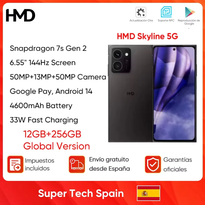 Hmd skyline 5g smartphone 12gb 256gb snapdragon 7s gen2 6.55 "144hz bildschirm 50mp carema 33w