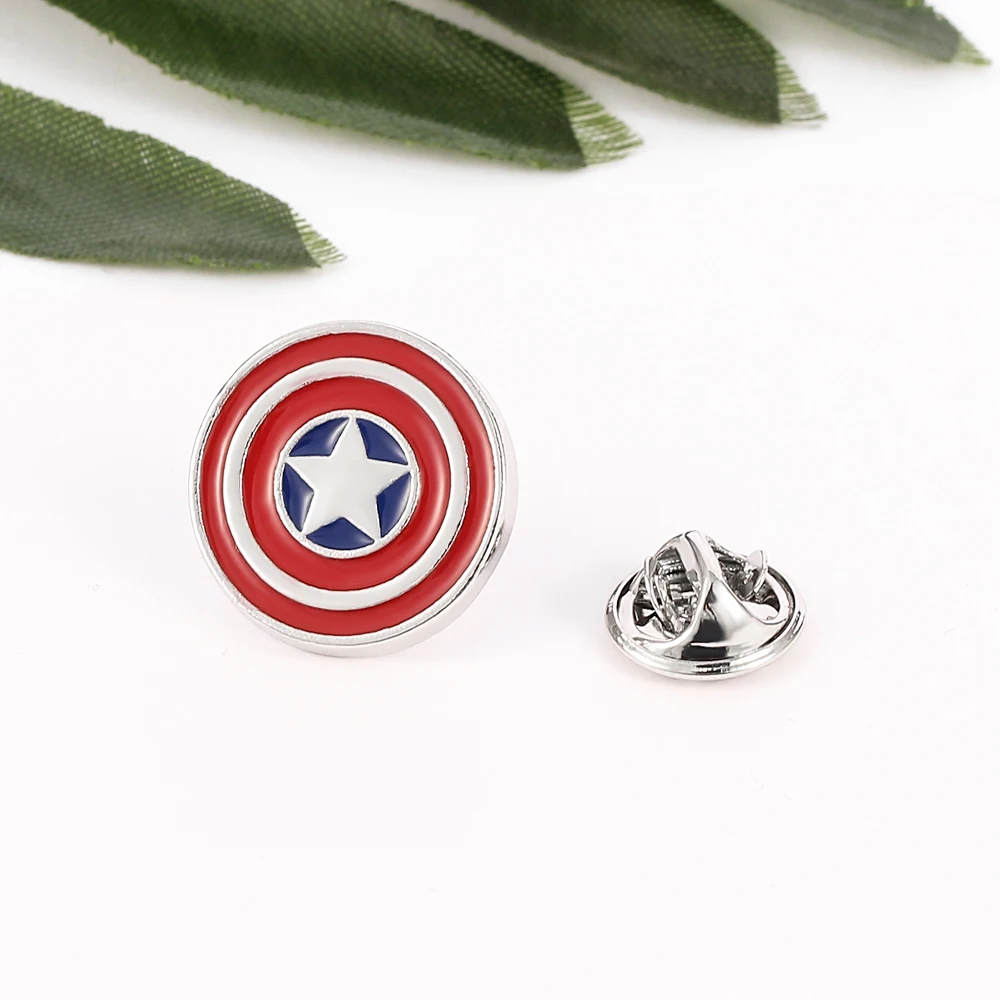 Disney Marvel Superhero Captain America Brooches Round Shield Metal Badge For Clothes Fashion Enamel Lapel Pin Backpack Jewelry