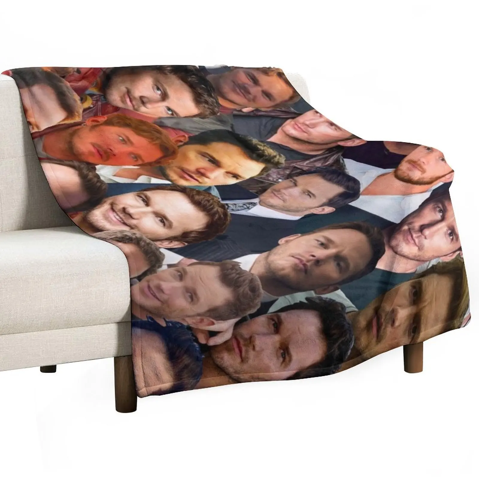 

Chris Pratt Photo Collage Throw Blanket Bed covers Flannel Soft Plush Plaid Beautifuls Blankets