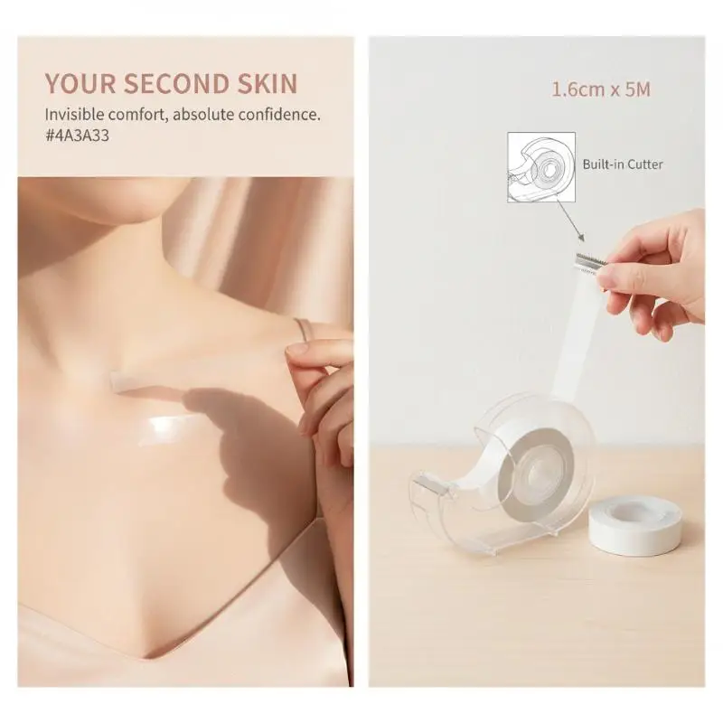 1set Invisible Double Sided Bra Strap Tape Strong Adhesive Anti Slip Design Perfect For Daily Wear Dresses Blouses Tops