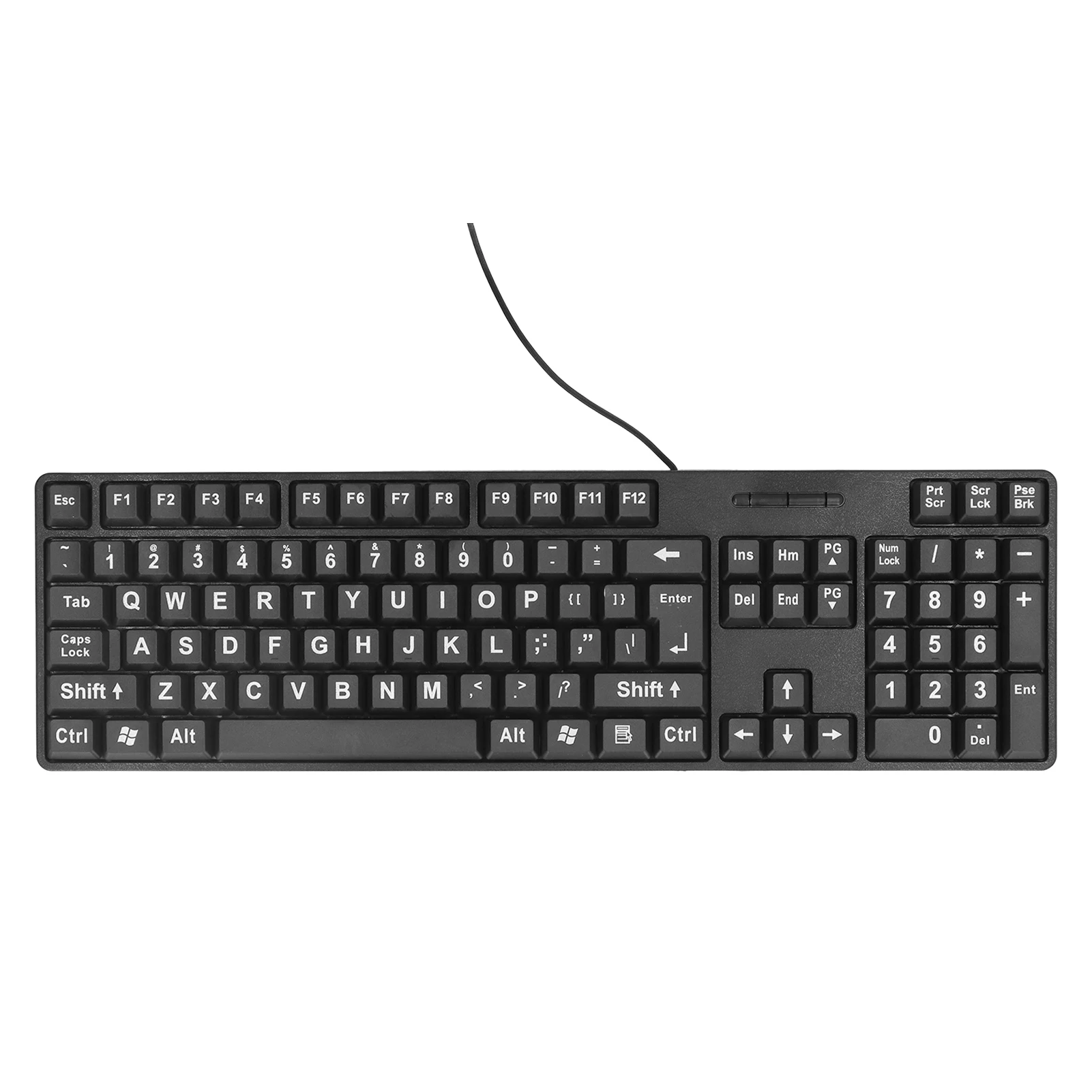 Wired Large Print Keyboard USB Interface 104 Key Keyboard 104 Keys ABS Material for Elderly for Desktop Computer for Laptop