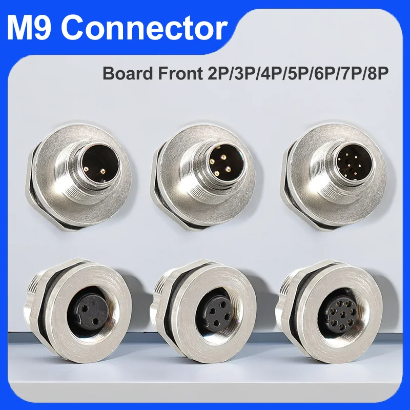 

5/10/100 Sets M9 Board Front Aviation Plug Socket Connector 2/3/4/5/6/7/8 Pins Waterproof Crimping Welding Plate Front Metal