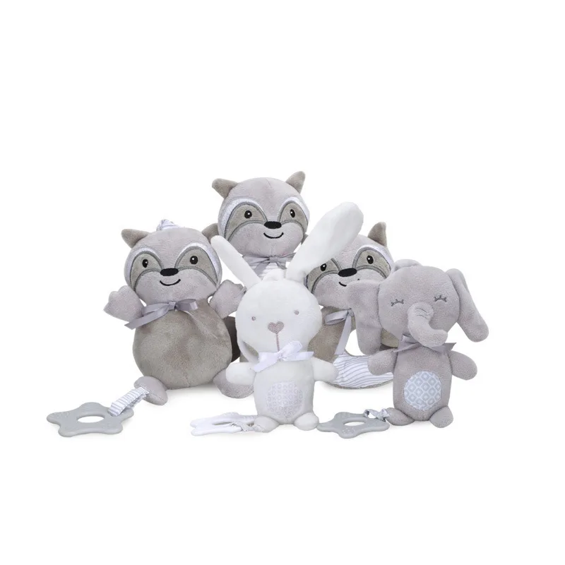Soft Infant Crib Bed Stroller Mobile Hanging Rattle Toys Baby Rabbit Elephant Cat Toy Trolley 0-12 Newborn Plush Educational