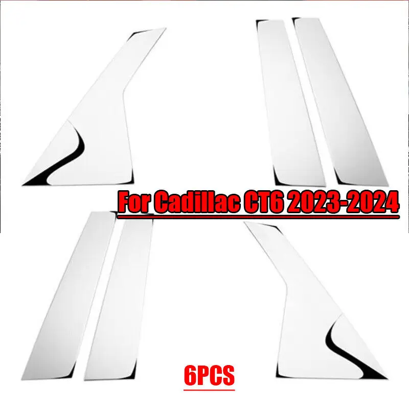 

Chrome Steel Window BC Pillar Post Decor Cover Trim For Cadillac CT6 2023-2024