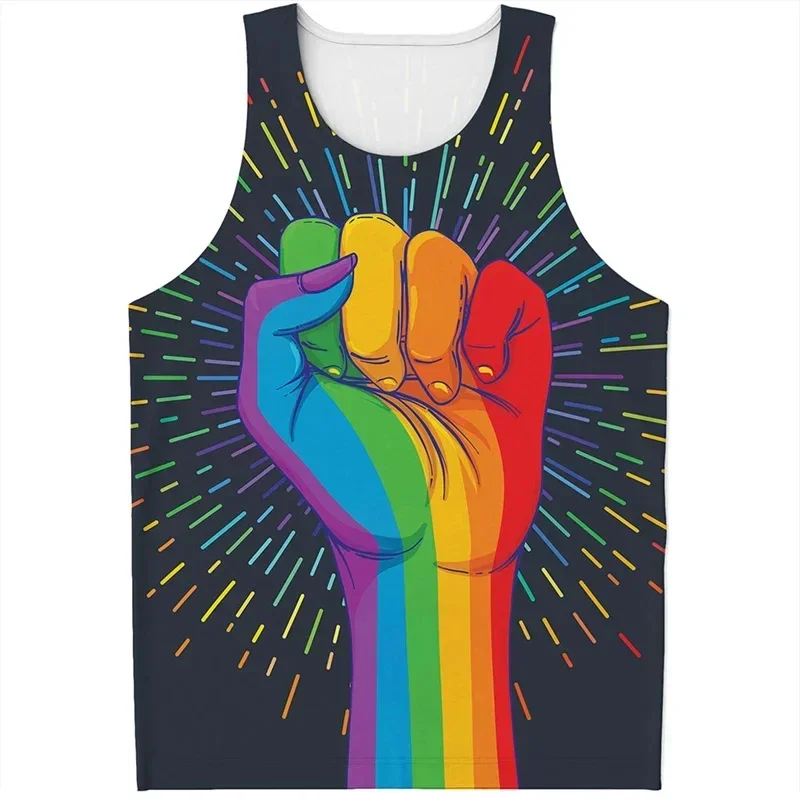 

Fashion Rainbow Gay Flag Pride Graphic Tank Top For Men Clothes Undershirt LGBT Vest Summer Streetwear Oversized Tee Shirts Tops