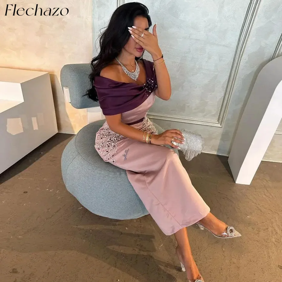 Flechazo Evening Dresses Off Shoulder Ankle-Length Colourful Beading Celebrity Party Dress For Women 2024 فساتين سهره فاخره