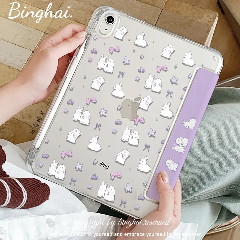 3+Y Fold Cute Couple Rabbit Cat Sweet For iPad Pro Air M5 M4 M3 M2 2 1 11th A16 12.9