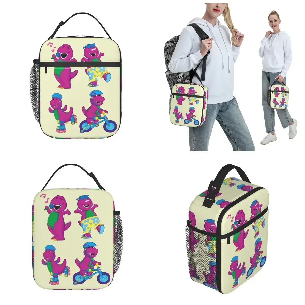 Insulated Lunch Box Barney The Dinosaur Merch Lunch Container Causal Thermal Cooler Bento Box For Outdoor