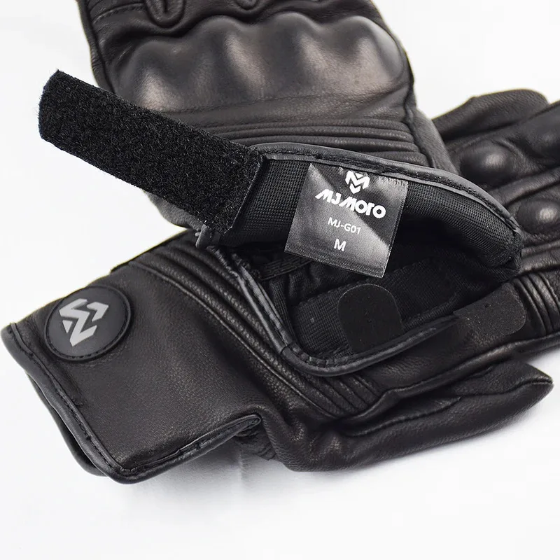 Vintage Leather Motorcycle Gloves Equipment Men Retro Summer Motocross Hard Shell Protection Biker MTB Cycling Racing Glove