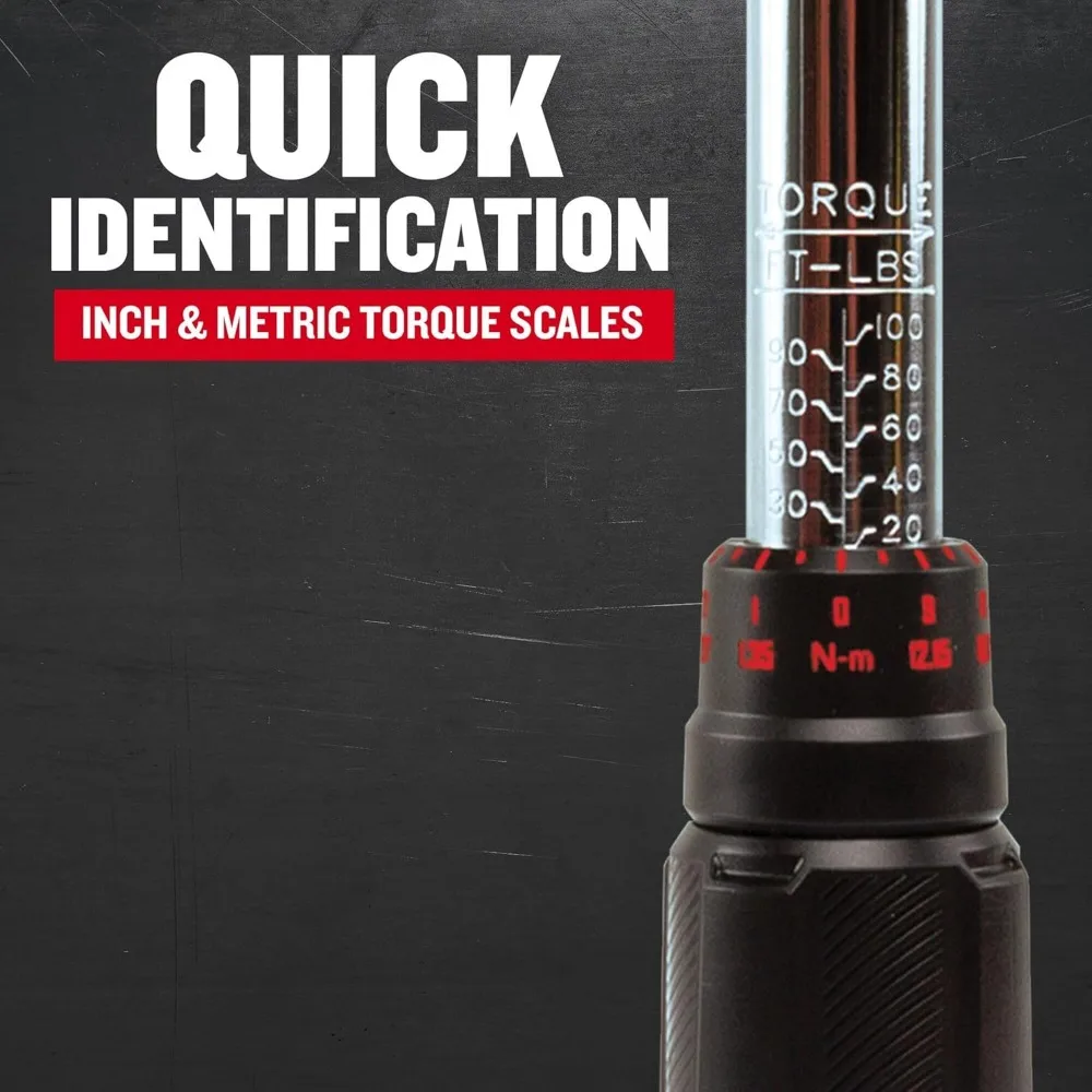 3/8" Drive Torque Wrench with Durable Case, Comfort Grip, and Easy Locking for Accurate Settings