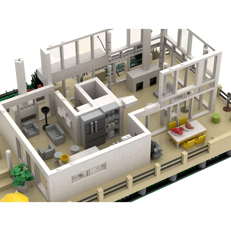 3314 Piezas, Construcción de la Casa de la Isla de Fuego de Richard Meier, MOC, Bloques de Construcción Modulares Personalizables, Juguete de Ensamblaje Simple para Niños, Regalo