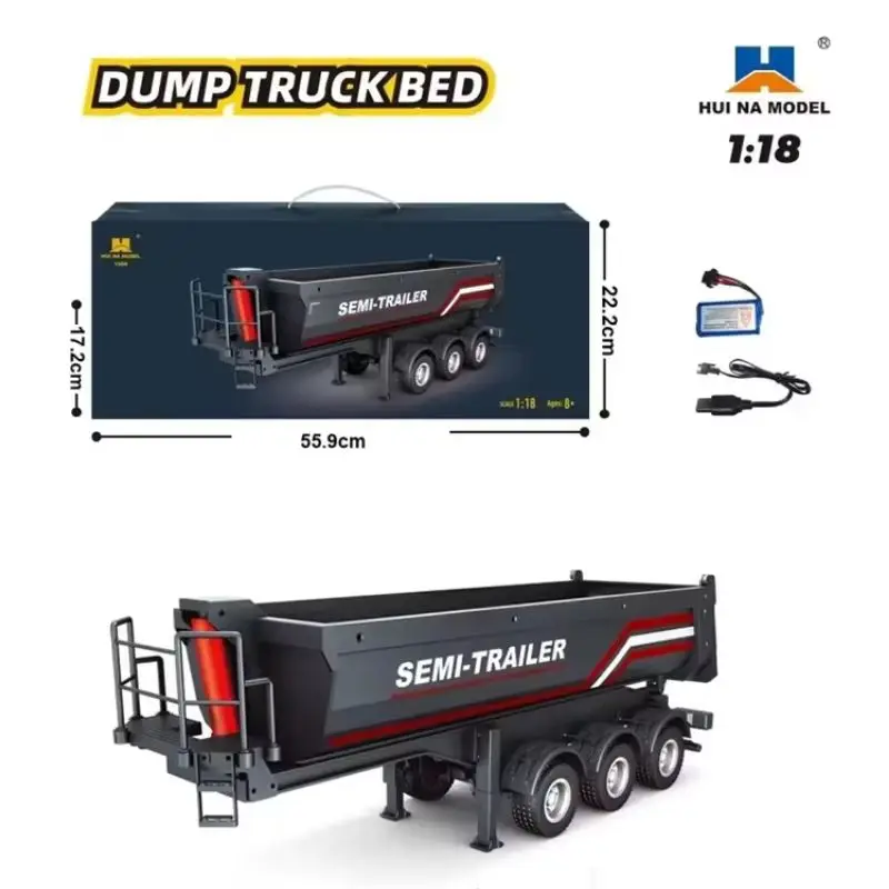 Huina 1/18 Rc Semi Dump Trailer Electric Lifting For Rc Tractor Truck 1501 1509 Tail Light Support Leg No Sound System Model Toy