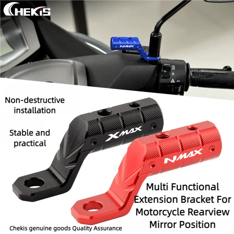 Chekis é adequado para yamaha nmax125/155/160 nmax turbo/tech max neo/neo s xmax250/300/400 suporte de espelho modificado suporte de extensão espelho retrovisor haste de expansão multifuncional