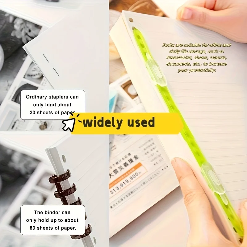 10 個バインディングクリップストリップかわいい 2 穴ルーズリーフクリップ A4 紙ファスナー DIY スクラップブックファイルフォルダーノートブックアクセサリー