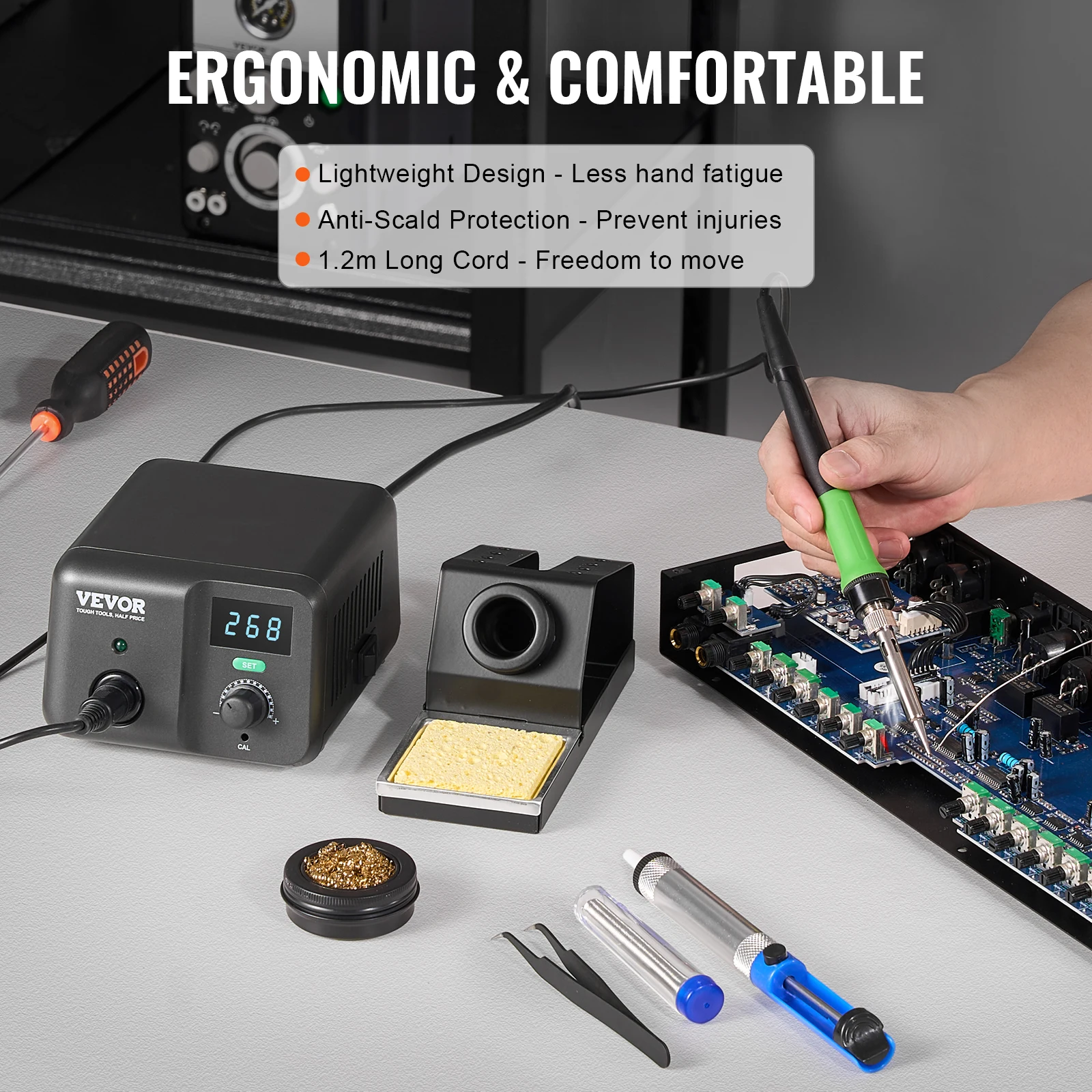 SucceBuy Stacja lutownicza 70W 75W Cyfrowy wyświetlacz Stacja lutownicza Zestaw do spawania 122 ° F932 ° Wbudowany transformator sterowania F