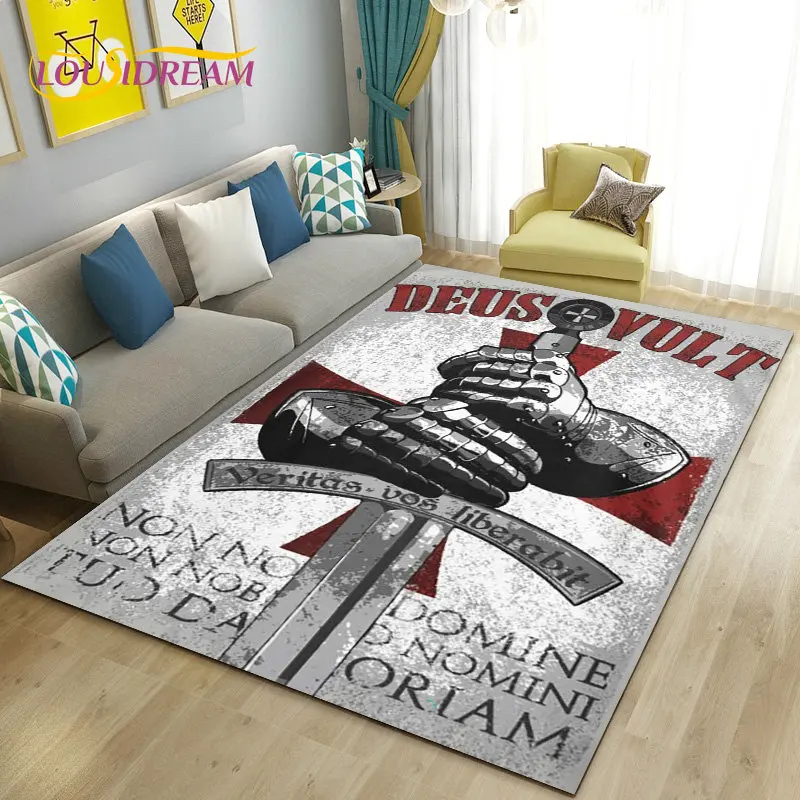 อัศวิน Templar Cavalier Crusaders เกมพรมขนาดใหญ่,พรมพรมสำหรับห้องรับแขกห้องนอนโซฟาพรมเช็ดเท้าห้องครัว,non-Slip